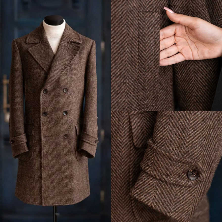 معطف رجالي عصري بنقشة هيرنغبون - مراجعة Men Formal Wear Modern وسعره