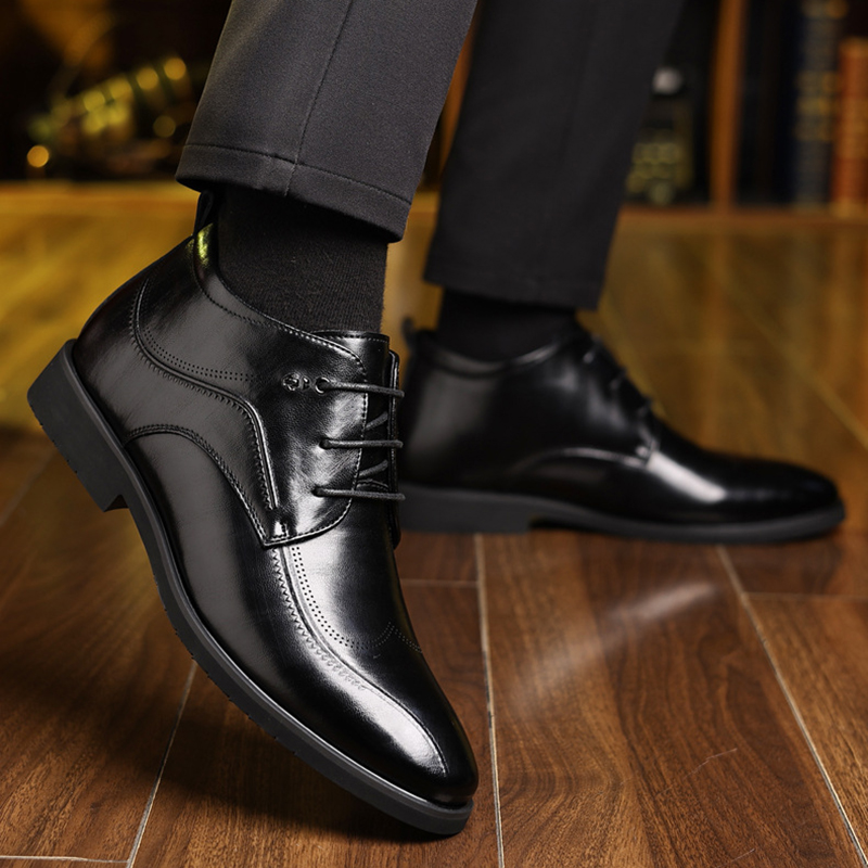 أحذية جلدية شتوية للرجال مخملي - مراجعة Men Formal Wear With Boots وسعره